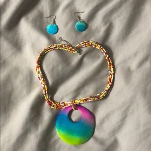 Beautiful Beaded Necklace with Matching Earrings!
